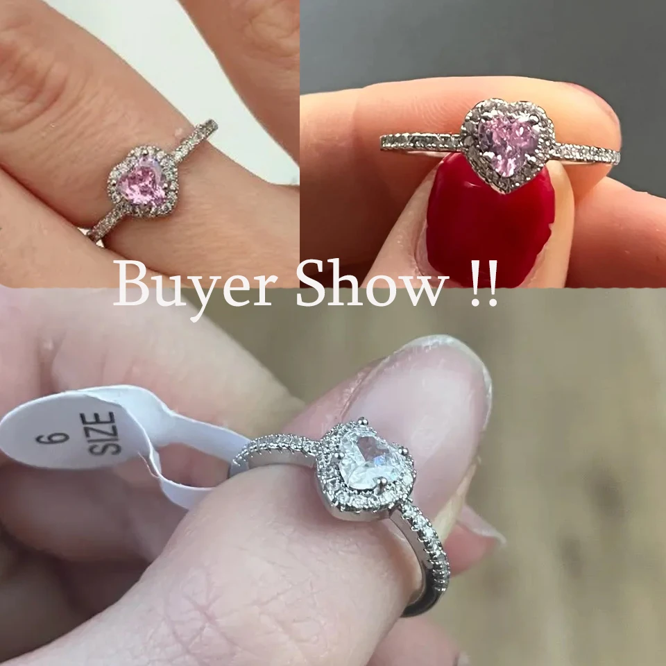 ZAKOL Exquisite Clear Pink Zircon Heart Engagement Ring for Women Charm Shiny AAA CZ Wedding Ring Jewelry Gift - Image 4