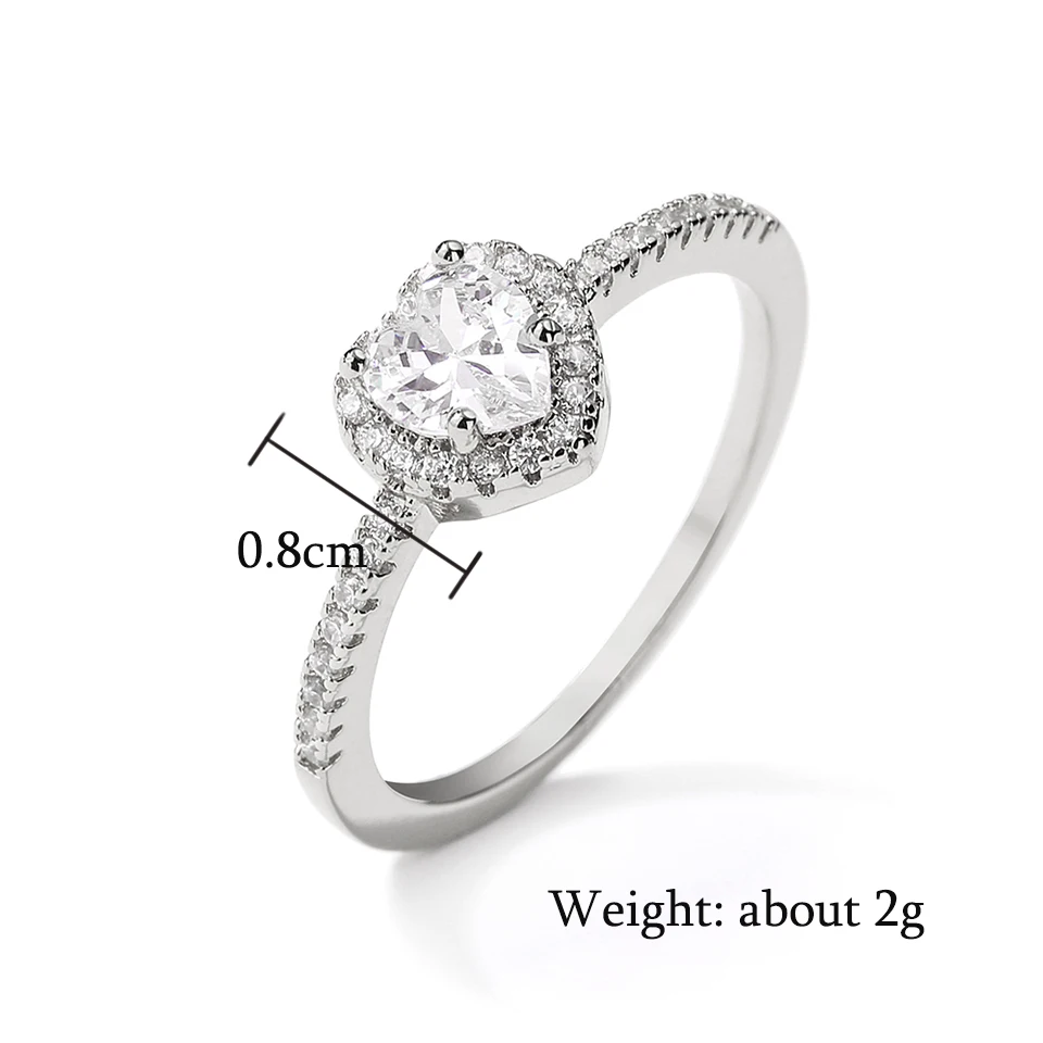 ZAKOL Exquisite Clear Pink Zircon Heart Engagement Ring for Women Charm Shiny AAA CZ Wedding Ring Jewelry Gift - Image 6