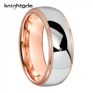 6mm 8mm Men Women Tungsten Carbide Engagement Rings Lover's Jewelry Fashion Wedding Band Steped Dome Polished Comfort Fit