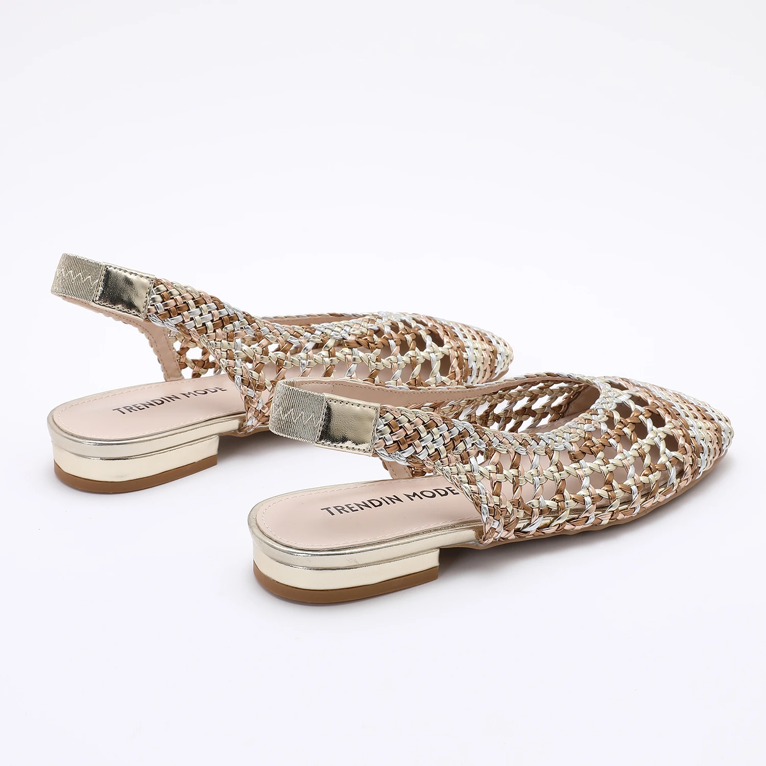 Trendin Mode Women Braided Pointed Toe Slingback Fashion Flat Bottom Elastic Backstrap Sandals - Image 5