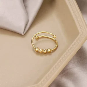 Anxiety Ring Beads Spiral Rings for Women Men Adjustable Stainless Steel Freely Anti Stress Spinner Fidget Ring Jewelry Gifts