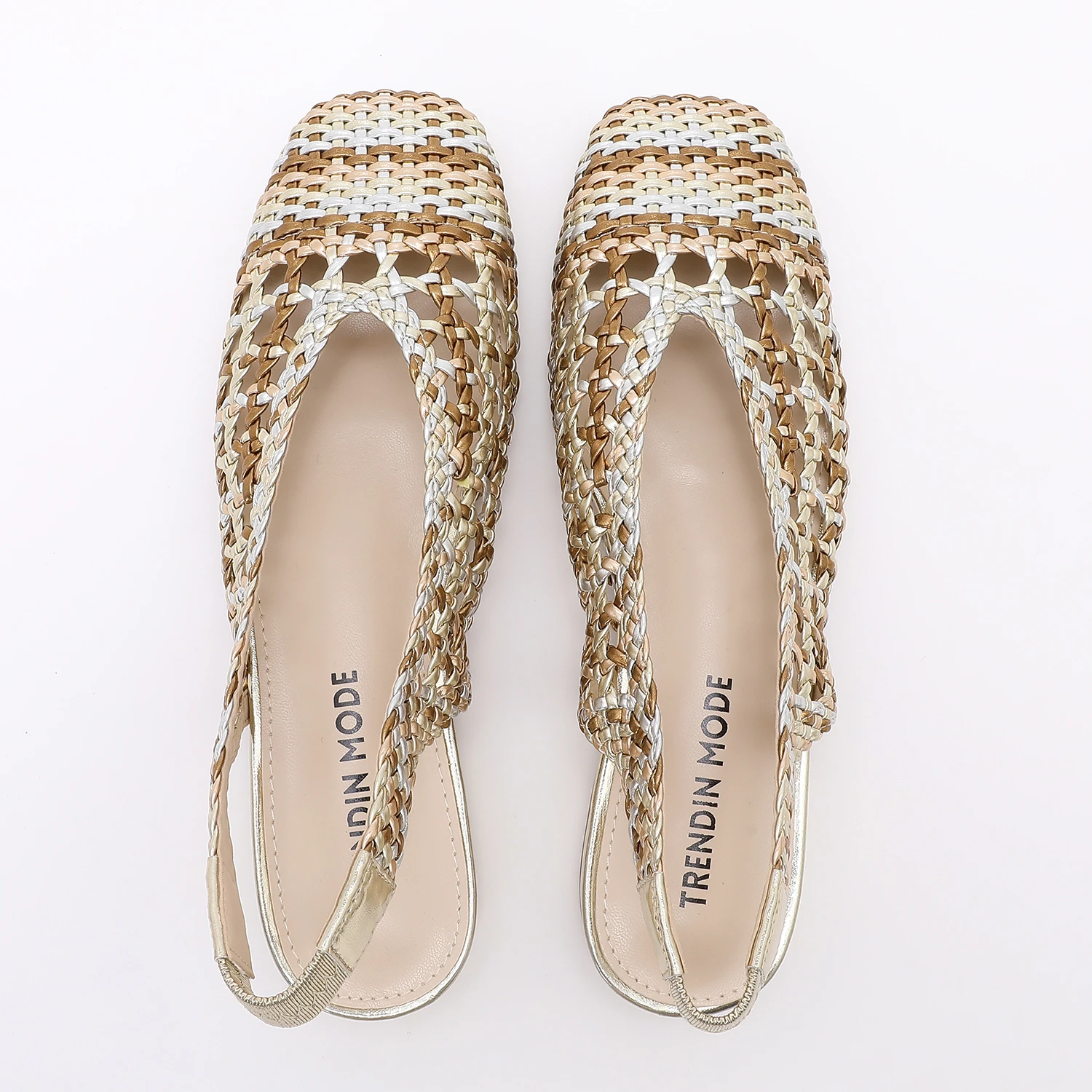 Trendin Mode Women Braided Pointed Toe Slingback Fashion Flat Bottom Elastic Backstrap Sandals - Image 6