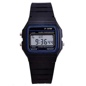 Luxury TOP Brand Ladies Watch Harajuku Silicone WR F91W LED Electronic Waterproof Multifunction Square Digital Watches For Women