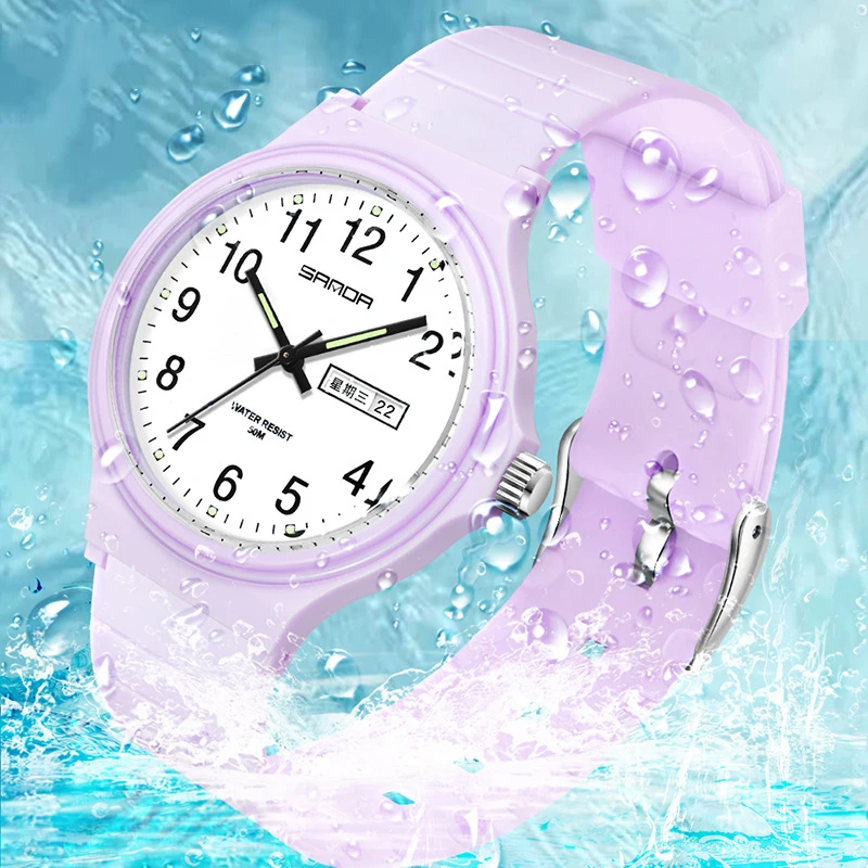 UTHAI L02 Women's Watch Fashion Simple Men's Electronic Quartz Clock Double Calendar 30M Waterproof Student Sports Wristwatches