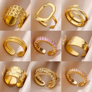 316L Stainless Steel Rings for Women Gold Color Never Fade Luxury Classic rings wedding couple rings Jewelry Free Shipping