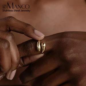 eManco Double Crossover Ring Designer Stainless Steel Jewelry Open End Ring Women's Fashion Jewelry