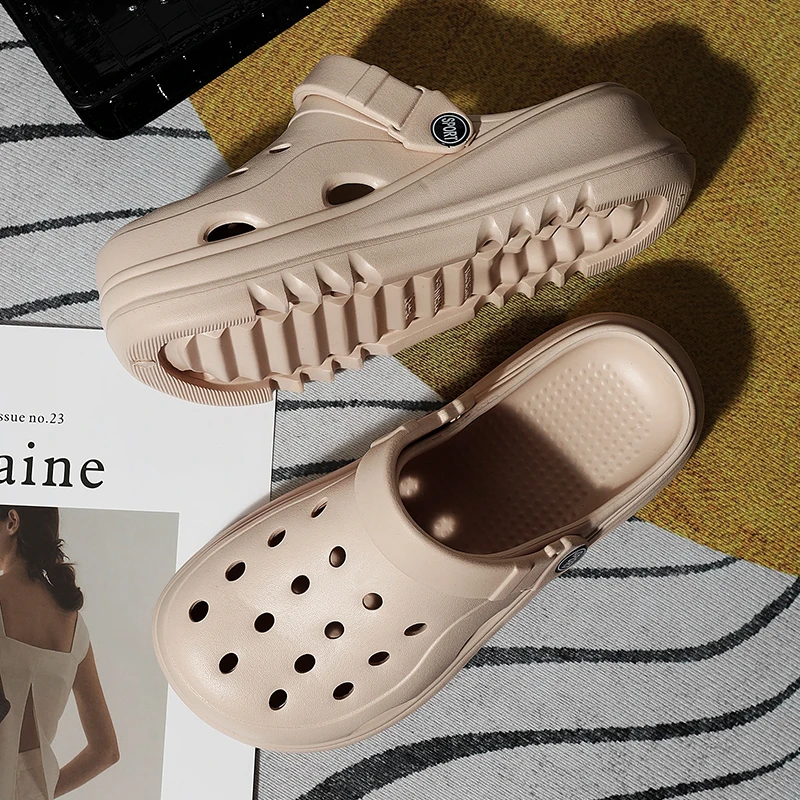 Hollow Out Closed Toe Summer Sandals Women 2024 Thick Bottom Platform Sandals Woman Solid Color Non-slip Soft Sole Beach Shoes - Image 2