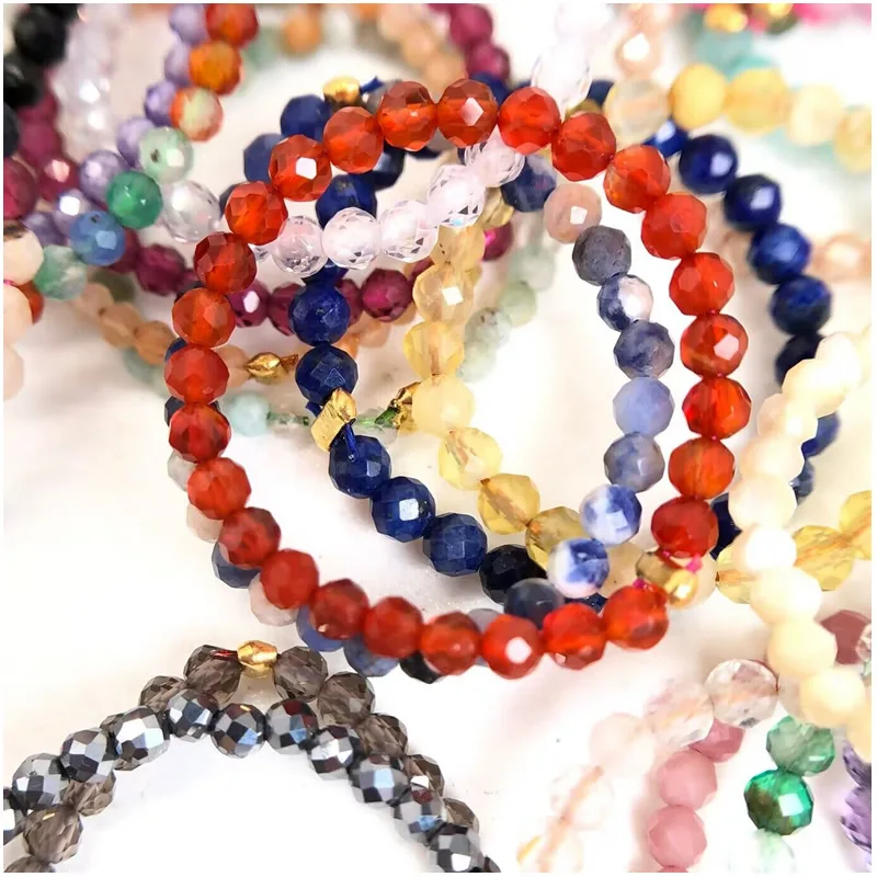 Natural Stone Agate crystal quartz zircon 2mm Multi Faced Bead Ring Jewelry gifts suitable for men and women - Image 2