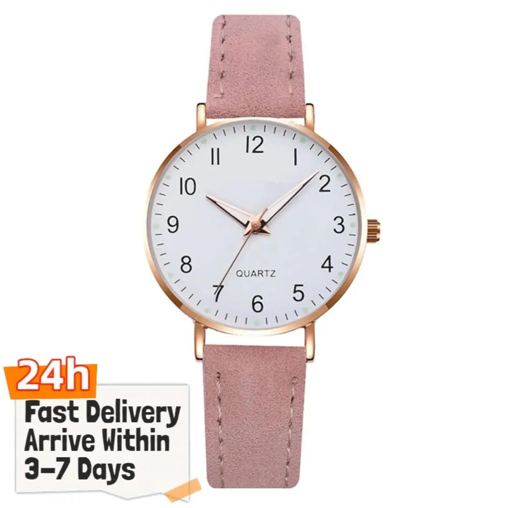 Women Glow in The Dark Round Dial Wrist Watch Leather Strap Retro Quartz Watch Designer Wrist Watches for Casual Daily Office