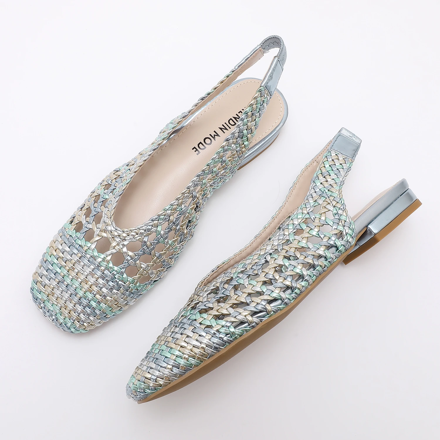 Trendin Mode Women Braided Pointed Toe Slingback Fashion Flat Bottom Elastic Backstrap Sandals - Image 3