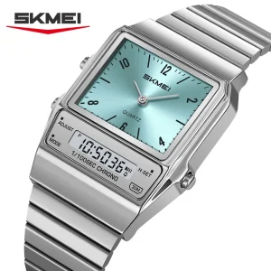SKMEI 2632 Square Dual Display Watch for Men Women's Electronic Waterproof Chrono Mens Wristwatches Shockproof Quartz Watches