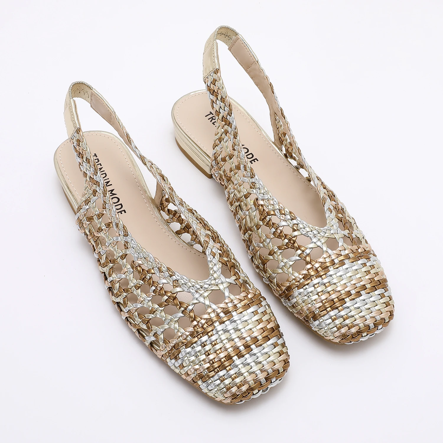 Trendin Mode Women Braided Pointed Toe Slingback Fashion Flat Bottom Elastic Backstrap Sandals - Image 4