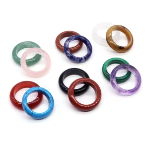 Fashion Natural Stone Quartz Rings Necklace Earring Pendant Connectors Circle Couple Rings Wedding Jewelry Valentine's Day Gift
