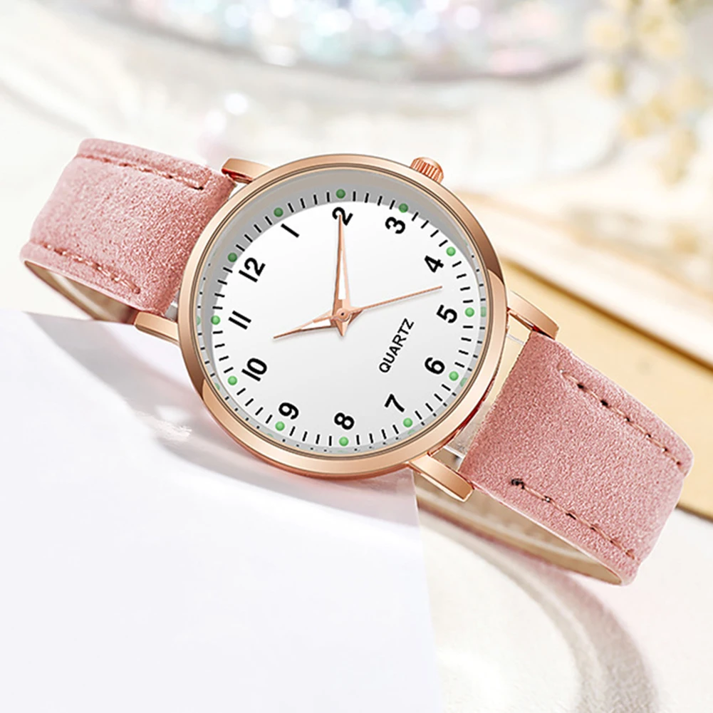 Women Glow in The Dark Round Dial Wrist Watch Leather Strap Retro Quartz Watch Designer Wrist Watches for Casual Daily Office - Image 3